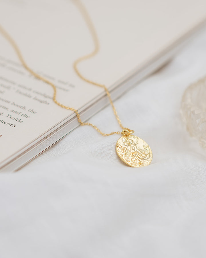 Oceania Mermaid Coin Necklace 18k Gold Plated