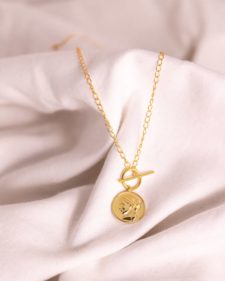 Necklace Portrait Coin Gold 18k Plated